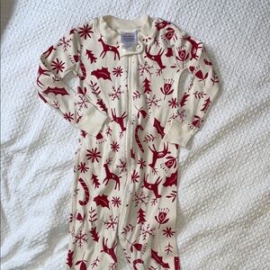 Hanna Andersson Red and Cream Holiday Onesie 3T 100% Cotton